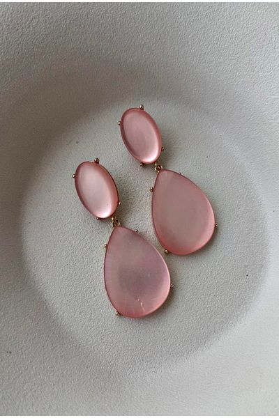 mos&more Pink Cat Eye Women's Earrings-Large
