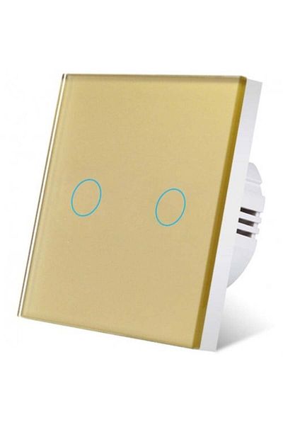 iUni Touch switch iUni 2F, Tempered Glass, LED, Gold