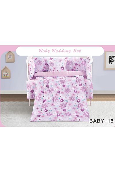 Red Rose 5-piece summer baby crib bumper cover set to give your child comfort from microfiber. Quilt size: 132x104cm.
