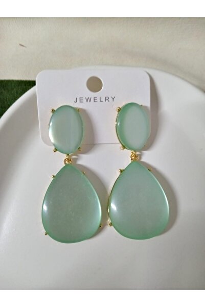 mos&more Yeşil Kedi Gözü Kadın Küpe-büyük