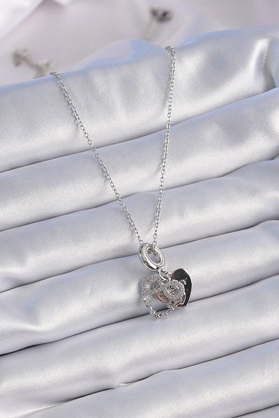 Skygo 316L Steel Silver Color Zircon Stone Infinity Heart Figure Charm Model Women's Necklace - Tj-Bko9309