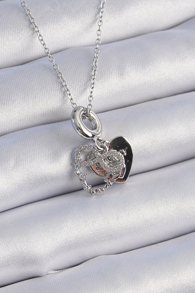Skygo 316L Steel Silver Color Zircon Stone Infinity Heart Figure Charm Model Women's Necklace - Tj-Bko9309