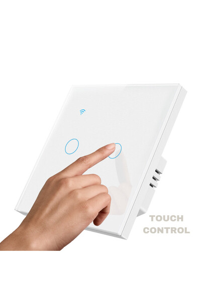 iUni 2F chytrý dotykový spínač, Wi-Fi, tvrzené sklo, LED