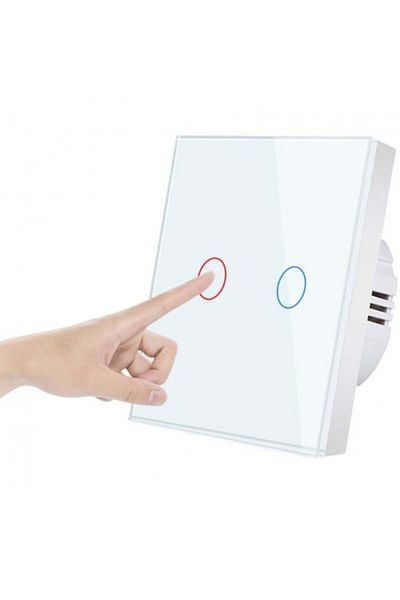 iUni Comutator tactil 2f, sticlă securizată, LED