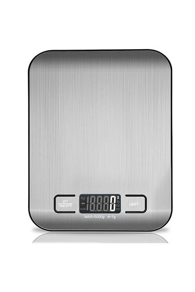 Bukate Cantar bucatarie digital, Bukate, ecran LED, multiple unitati de masura, capacitate 5 kg, gri
