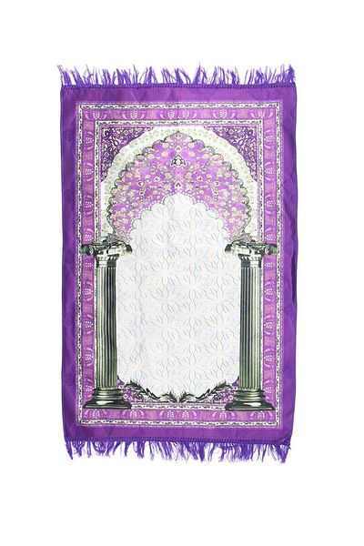 MANASEK Makkah Printed Polyester Prayer Mat (Purple)