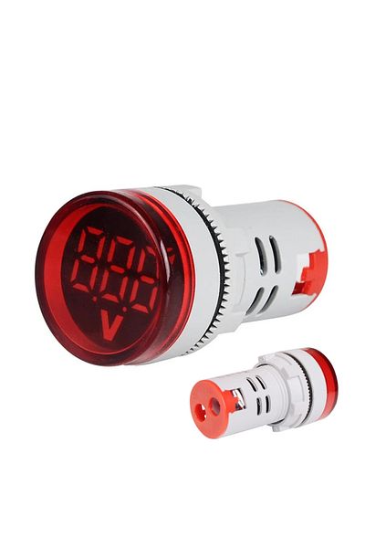 Monte Lua Intercom Ad22-22V-Dc 22mm Red Mini Round Digital Dc Volt Gauge