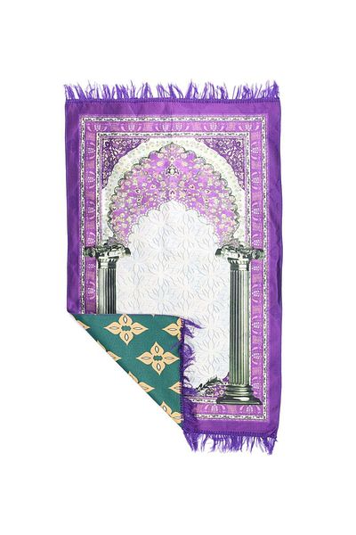 MANASEK Makkah Printed Polyester Prayer Mat (Purple)