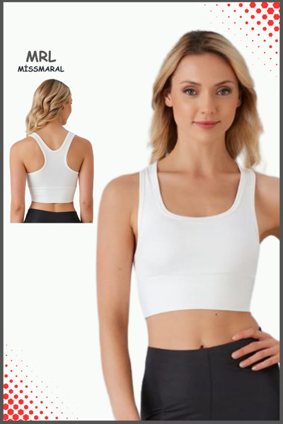 missmaral Women's White Sports Bra with Pad Lycra Supportive Water Sports Running Fitness Dance Sports Bra