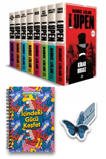 Dokuz Yayınları Arsen Lüpen 8 Kitap Set(Motivasyon Ajandam ve Özel Tasarım Hareketli Kelebek Ayraç Hediye)