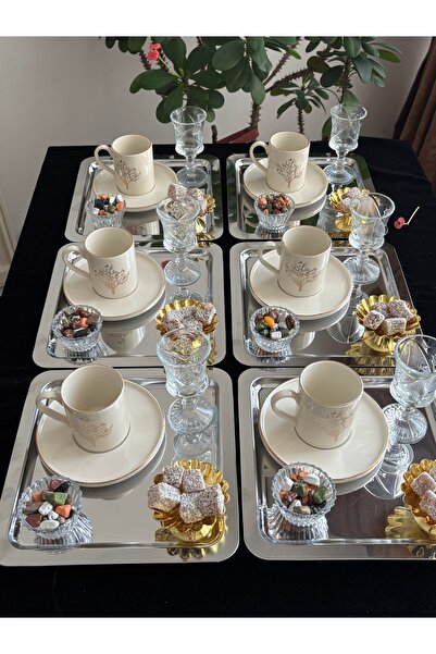 DİBA AVM 6 KİŞİLİK LÜXS TÜRK KAHVE FİNCAN SETİ 6 KİŞİLİK ŞIK ZARİF FİNCAN TAK...