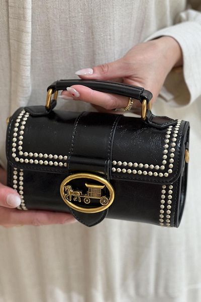 Levidor Logo Buckle Locked Round Stitching Detailed Hand Holding Crossbody Bag