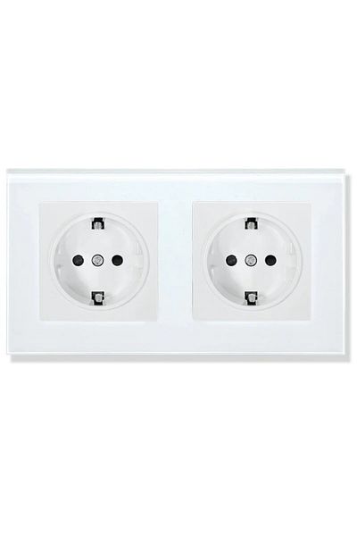 iUni Double Socket With Tempered Glass Frame Ws2, 16a