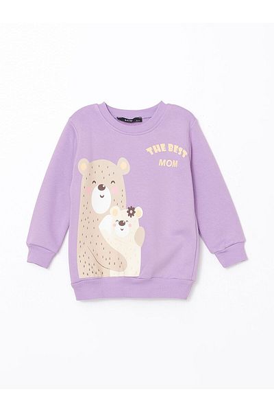 LC Waikiki Crew Neck Printed Girl's Sweatshirt