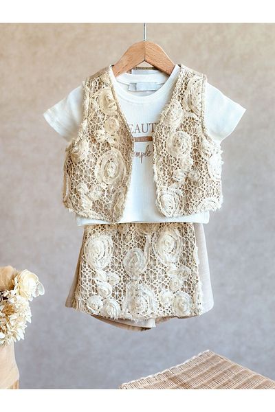Alvadonna Braided Triple Female Child Shorts Skirt Suit