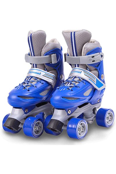 Generic Adjustable Polyurethane Roller Skate With Four Wheels For Children Ages 3-12, Pink Size M