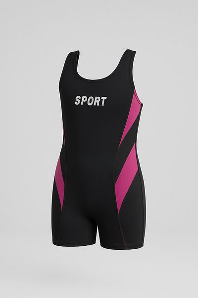 pistyle Girls' Black and Pink Swimmer Swimsuit with Shorts Please Pay Attention to the Size Measurements.3.Photo