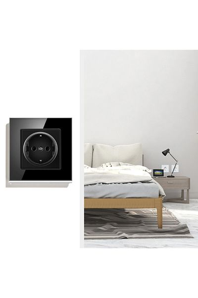 iUni Socket with tempered glass frame iUni WS1, 16A, Black