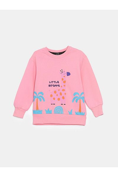 LC Waikiki Crew Neck Printed Girl's Sweatshirt