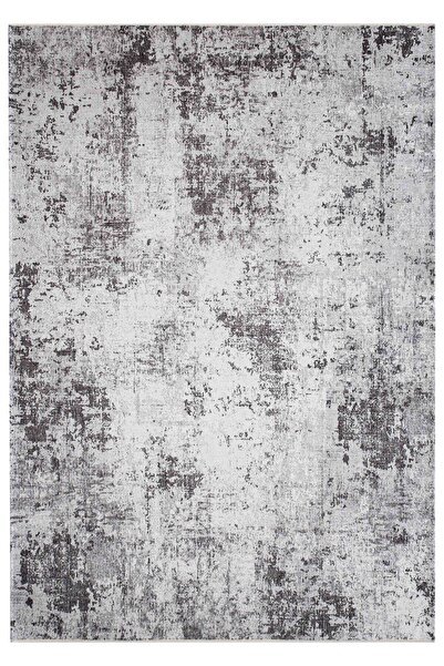 Serente Home Modern Patterned Washable Non-Slip Base Chenille Gray Black Living Room Carpet 4138