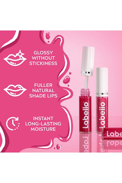 LABELLO LABELLO Lip Oil Pink Rock Moisturising Lip Care, Organic Jojoba Oil, Glossy Finish, 5.5ml