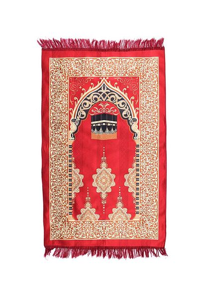 MANASEK Makkah Polyester Prayer Mat (Red)