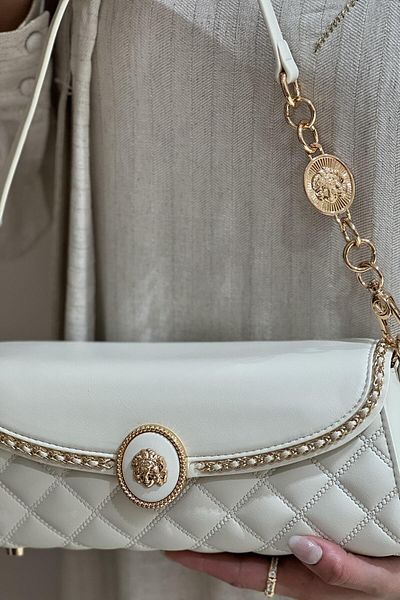 Levidor Horizontal Long Shoulder Crossbody Bag with Oval Buckle Detail