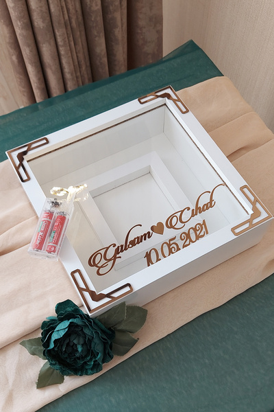 Verda Çerçeve 25x25 Cm Ledli Fotoğraf Bölümlü Beyaz-modern(BRONZ) Isimli Anı ...