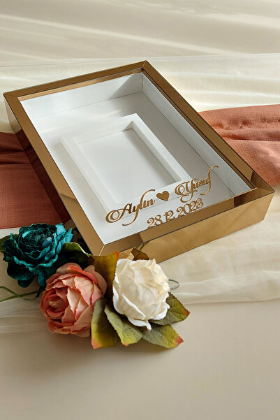 hobicehayaller 25x35 Cm Memory Frame with I?simli Photo Section!New Fashion Rose Boxes!Word Flower Design!