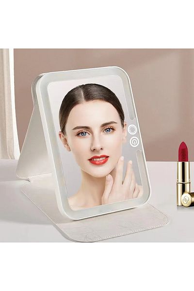 ABYZ LED Makeup Mirror, Portable and Foldable Stand, dimensions 24X18cm White ABYZ®™