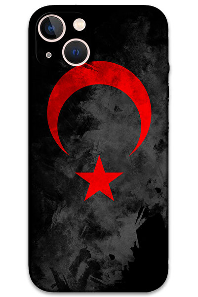 Gramaphone iPhone 15 Uyumlu Türk Bayrağı Desenli Telefon Kılıfı + Ekran Koruy...