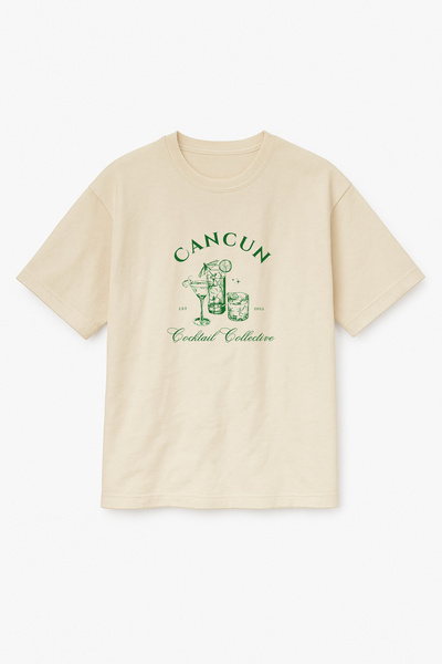 Altair Tr Beige Color Oversize Cancun Coctail Cocktail Printed Unisex T-Shirt T-Shirt