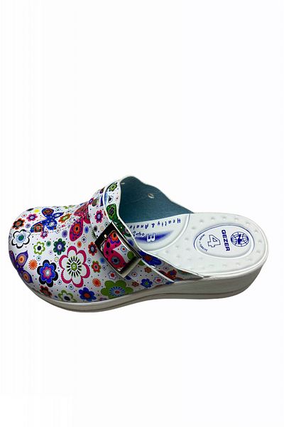 TECOS Women's medical clogs, medicinal, sanitary, colorful butterfly print, 36 EU