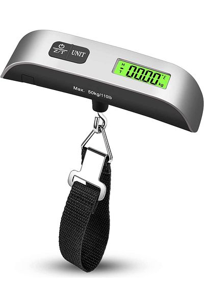 ABYZ Electronic luggage scale, LCD display, weighs up to 50kg, Silver