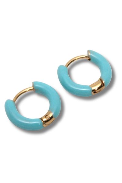 Waves And Pebbles Turquoise Hoop Earrings