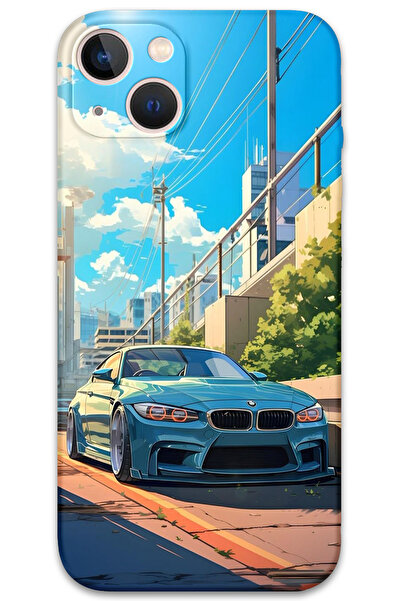 Gramaphone iPhone 13 Uyumlu Araba Desenli Telefon Kılıfı + Ekran Koruyucu - 5760