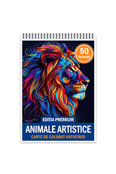 Legendary Gifts Carte de colorat antistres, 50 de ilustratii Animale Artistic...