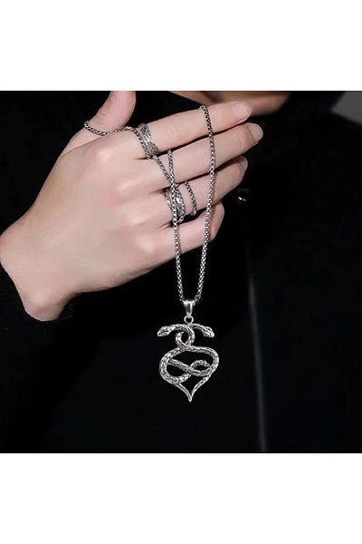 Viking Double Snake Design Tarnish & Rust Free 316L Steel Necklace