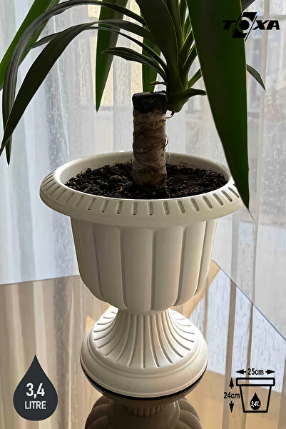 ToXA Ayaklı Plastik 25cm Dekoratif Deliksiz Nergiz Saksı