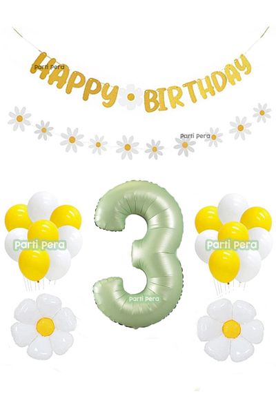 parti pera Daisy Foil Balloon Water Green Number Foil Balloon Daisy Uzar Ornament Birthday Balloon Set