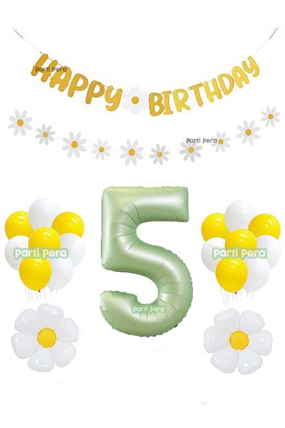 parti pera Daisy Foil Balloon Water Green Number Foil Balloon Daisy Uzar Ornament Birthday Balloon Set