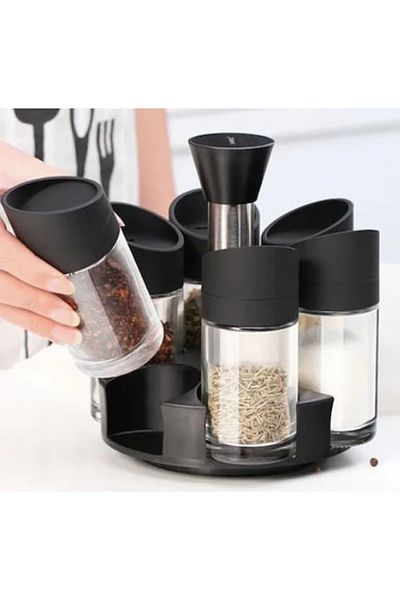 ABYZ Set of 6 Glass and Plastic Spice Containers