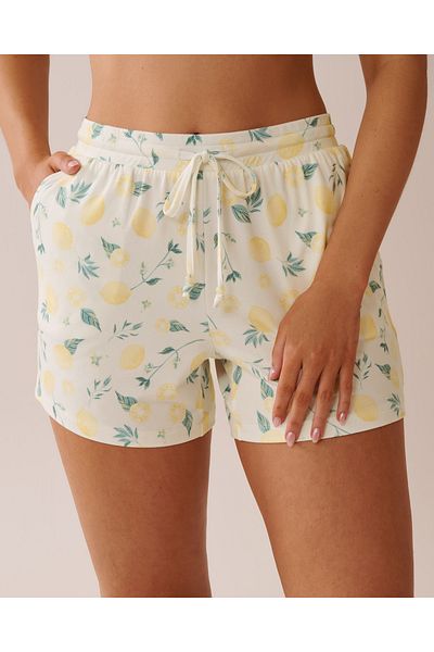 La Vie en Rose Lemon Print Super Soft Bermuda Pajama Shorts