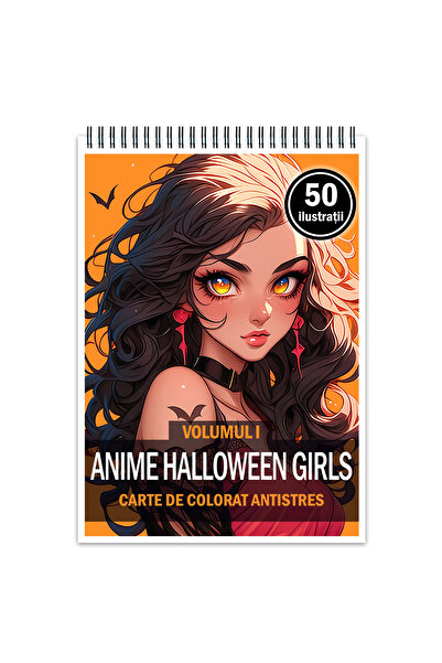 Legendary Gifts Carte de colorat pentru adulți, 50 de ilustrații Fete Anime de Halloween, format A4