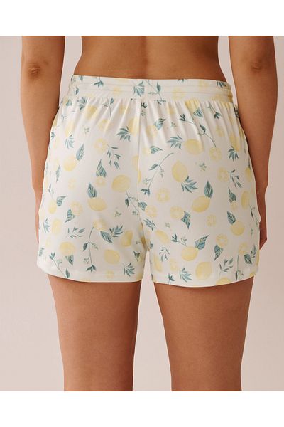 La Vie en Rose Lemon Print Super Soft Bermuda Pajama Shorts