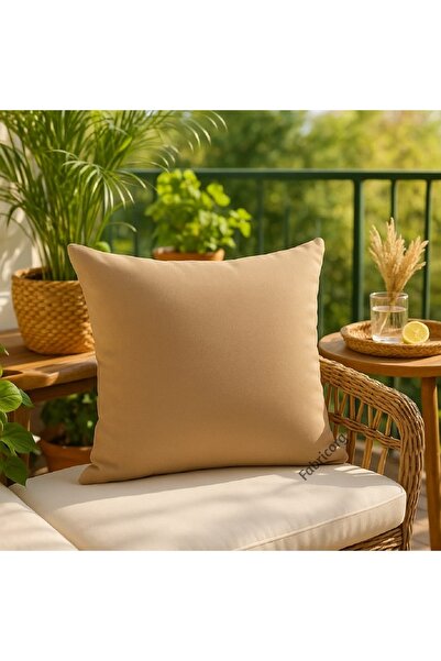 fabricorg Throw Pillow Cover 40X40 cm Cappuccino - Duck Cloth Suitable for Punch