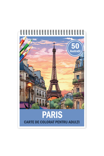 Legendary Gifts Carte de colorat pentru relaxare și antistres, 50 de ilustrații, Paris