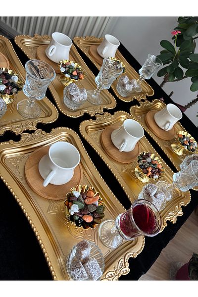 DİBA AVM 6 Person Luxe Turkish Coffee Cup Set 6 Person Elaborate Cup Set 36 Pieces Presentation Set Special Series