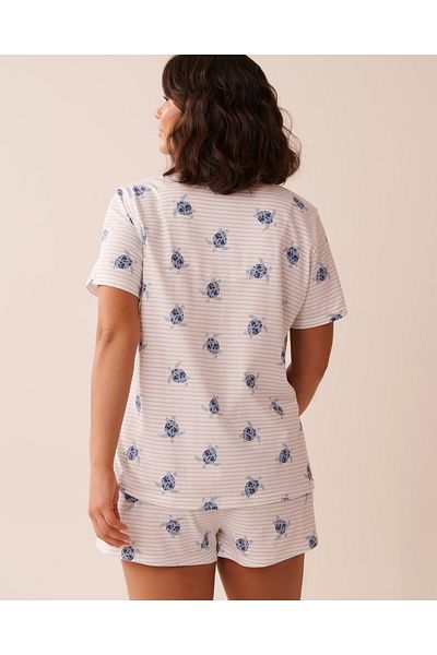 La Vie en Rose Turtle Print Shirt PJ Set