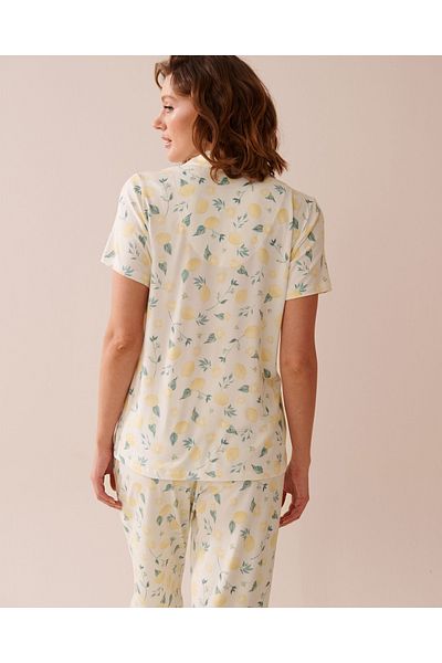 La Vie en Rose Lemon Print Super Soft Button-down Shirt